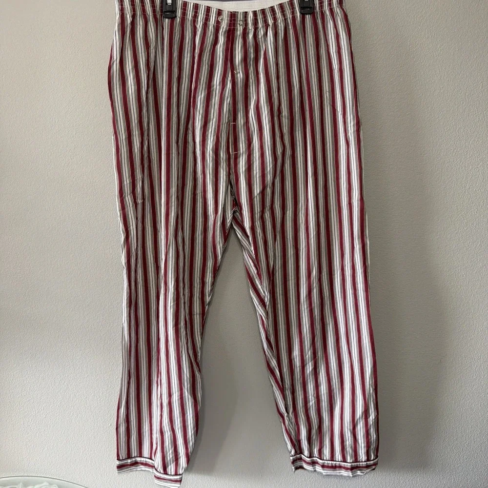 Manhattan VTG Men's 2 Piece Striped Pajama Set XL Bottoms & Top Button 1970's